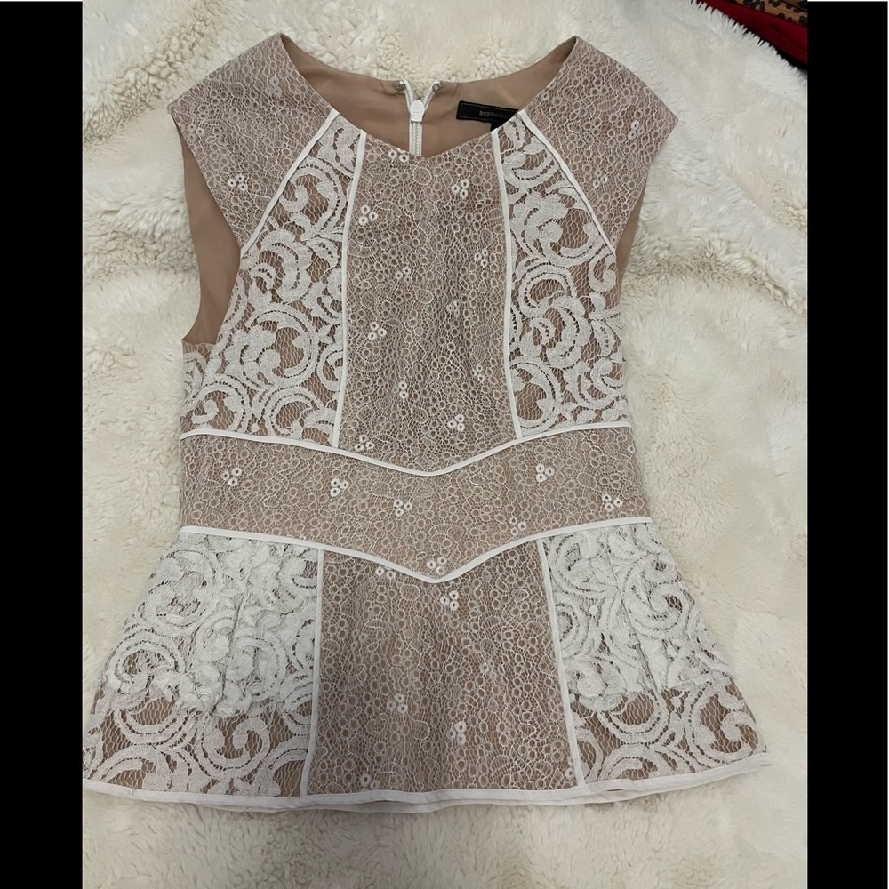 BCBGMaxAzria Blouse - Nude/White Blouse - Size S